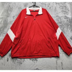 Vintage 90s Nike Jacket Mens XXL Red White Windbreaker 1/4 Zip Pullover Golf